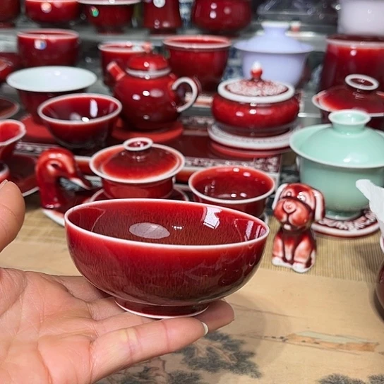 景德镇陶瓷红马坊普洱杯