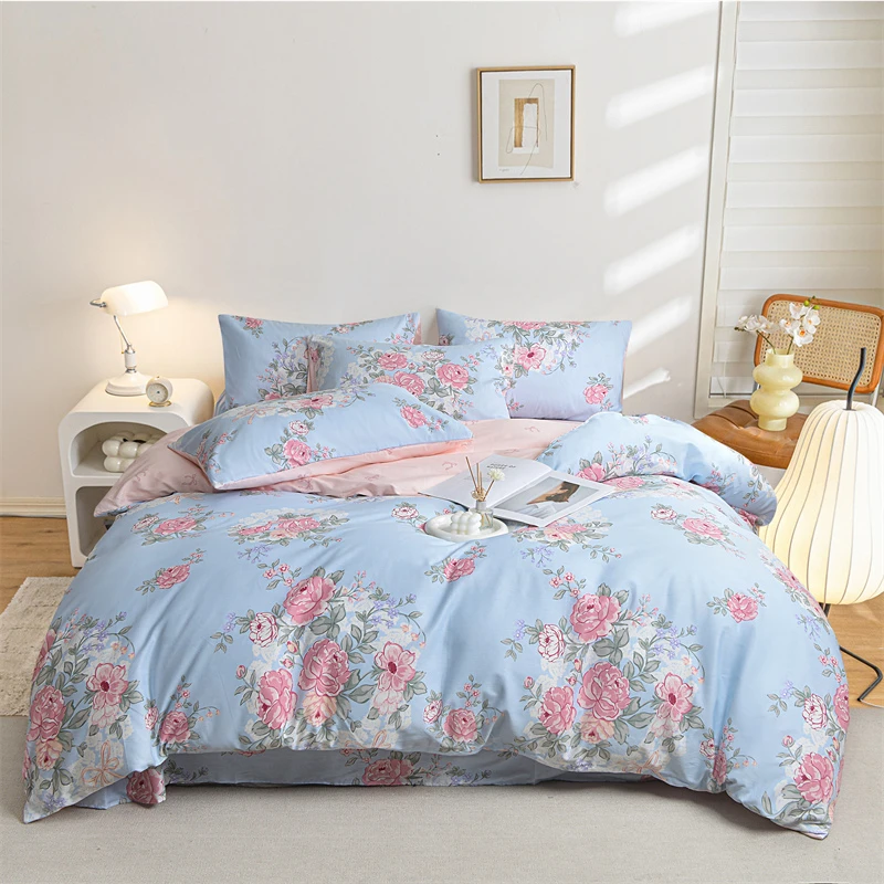 全棉100棉四件套斜纹棉印花四季款床上用品单人学生宿舍三件套