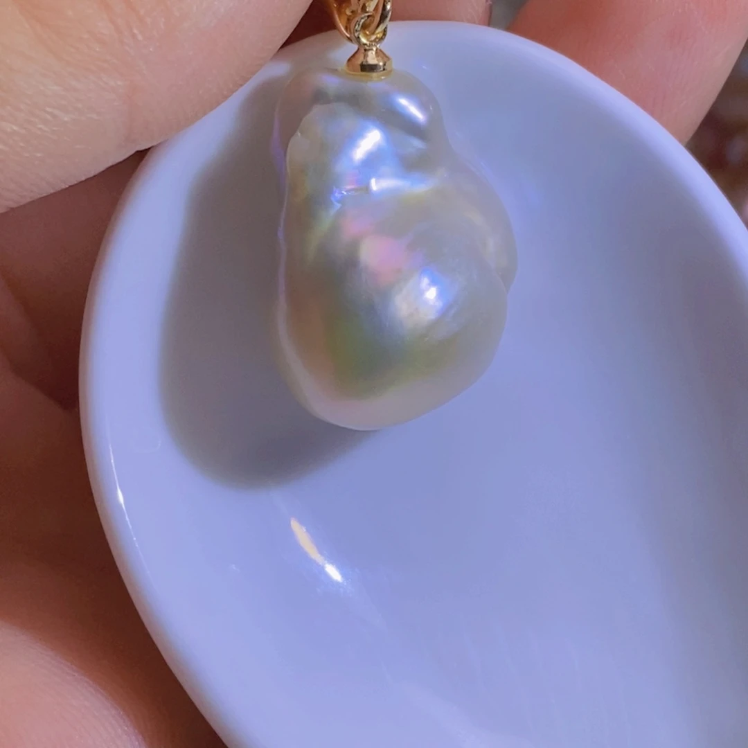 银S925镶嵌淡水珍珠天然淡水珍珠无染色无优化