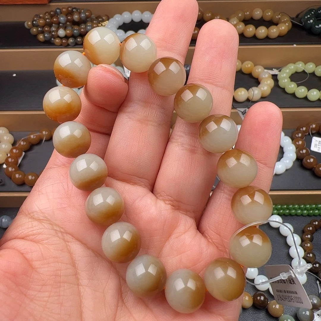 和田玉未镶嵌手链新疆且末糖白聚宝盆卡12