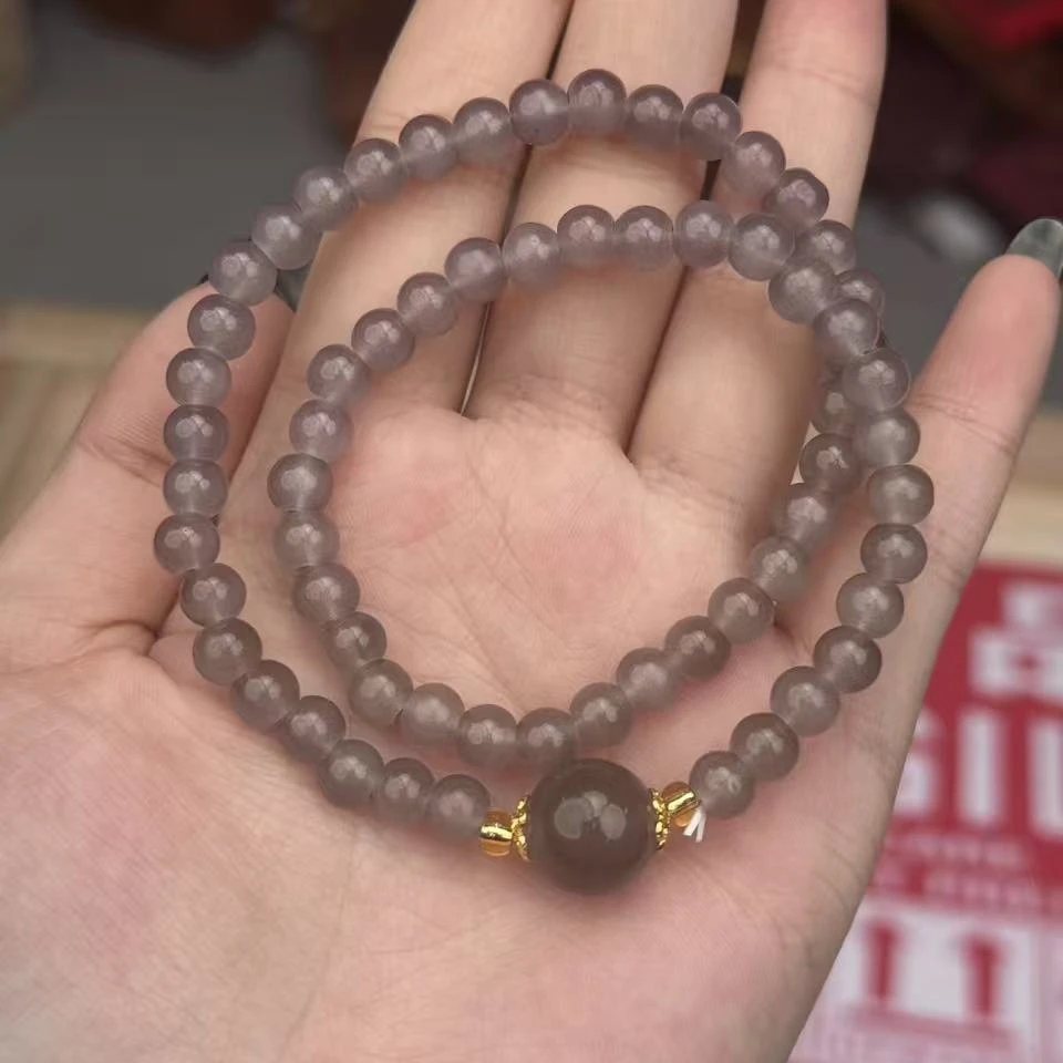 S1480 灰玛瑙双圈手串无礼盒