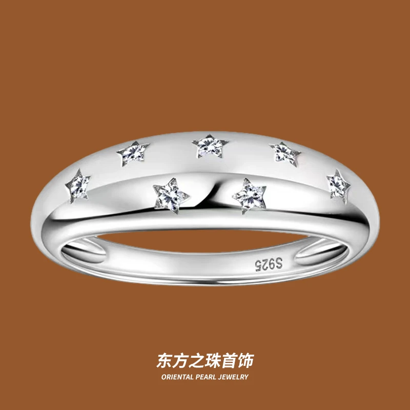 925银莫桑石戒指 小众女简约轻奢浪漫莫桑石银戒情侣婚戒女款对戒