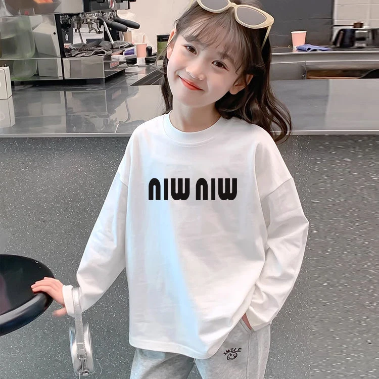 女童白色打底衫2025新款春装纯棉女孩秋装长袖T恤儿童女童春装