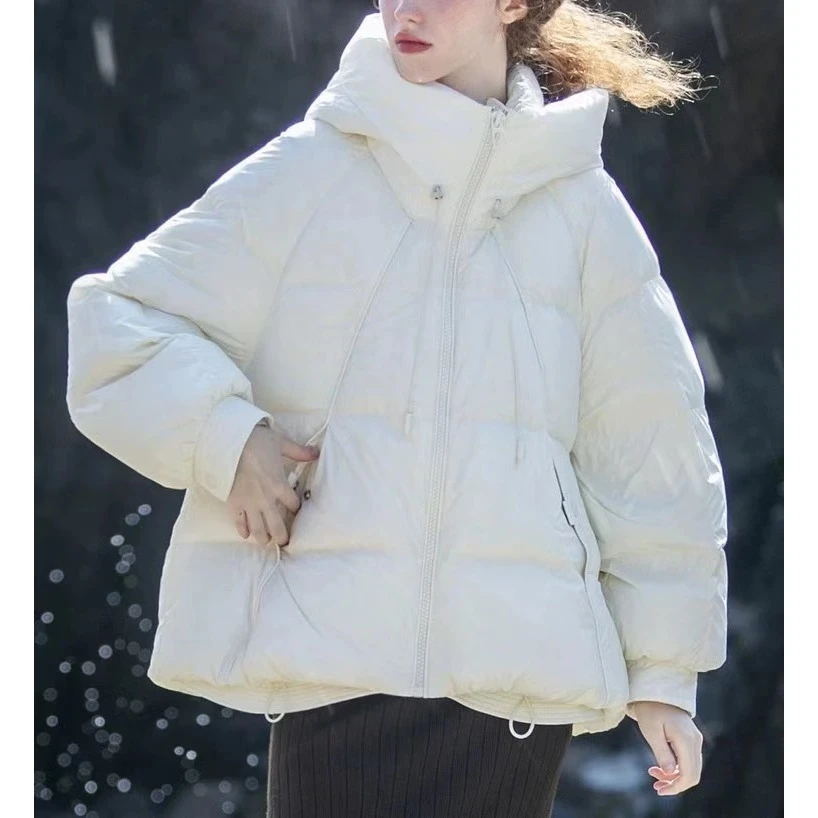 2024冬季90白鹅绒服女装上衣休闲百搭时尚茧型外套加厚--HN8011
