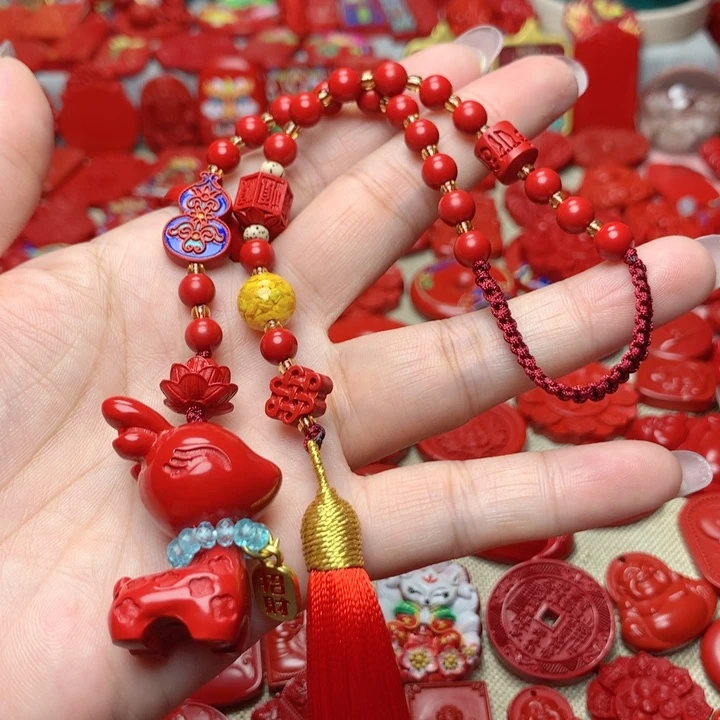 天然辰砂工艺品朱砂车挂