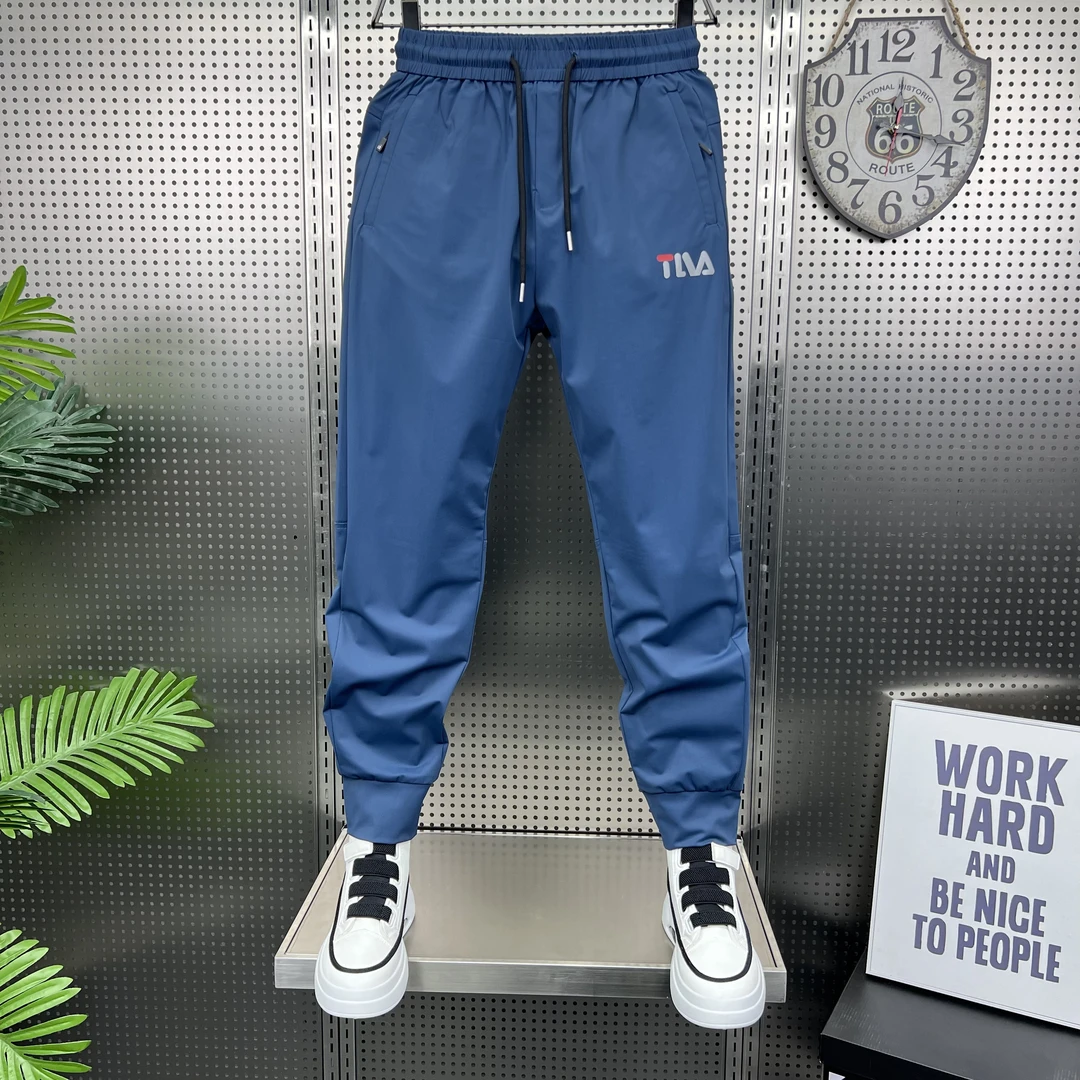 高弹力冰丝速干裤运动休闲裤夏季透气修身百搭男裤薄款空调裤