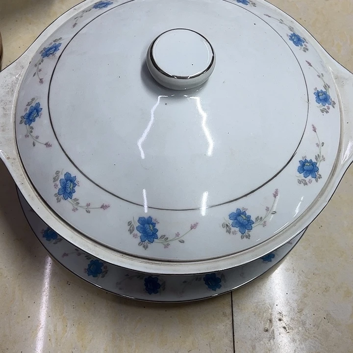 陶摆件25厘米小兰花品锅加25厘米平盘