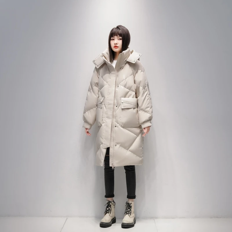 2024冬季羽绒服中长款宽松潮流加厚长款拉链0020