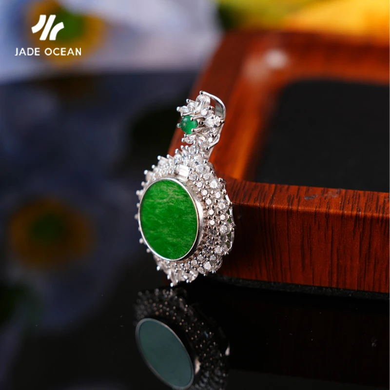 【JADE OCEAN】925银天然翡翠a级吊坠珠宝百搭精致轻奢小众节日礼物