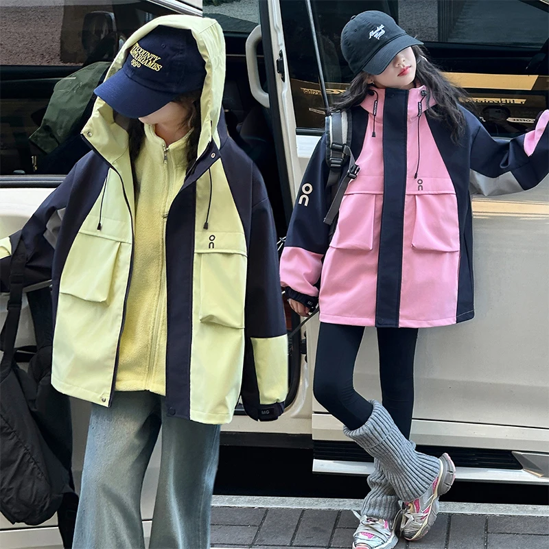 女童秋冬季夹棉冲锋衣2025新款中大儿童冬款加厚三合一外套6-13岁
