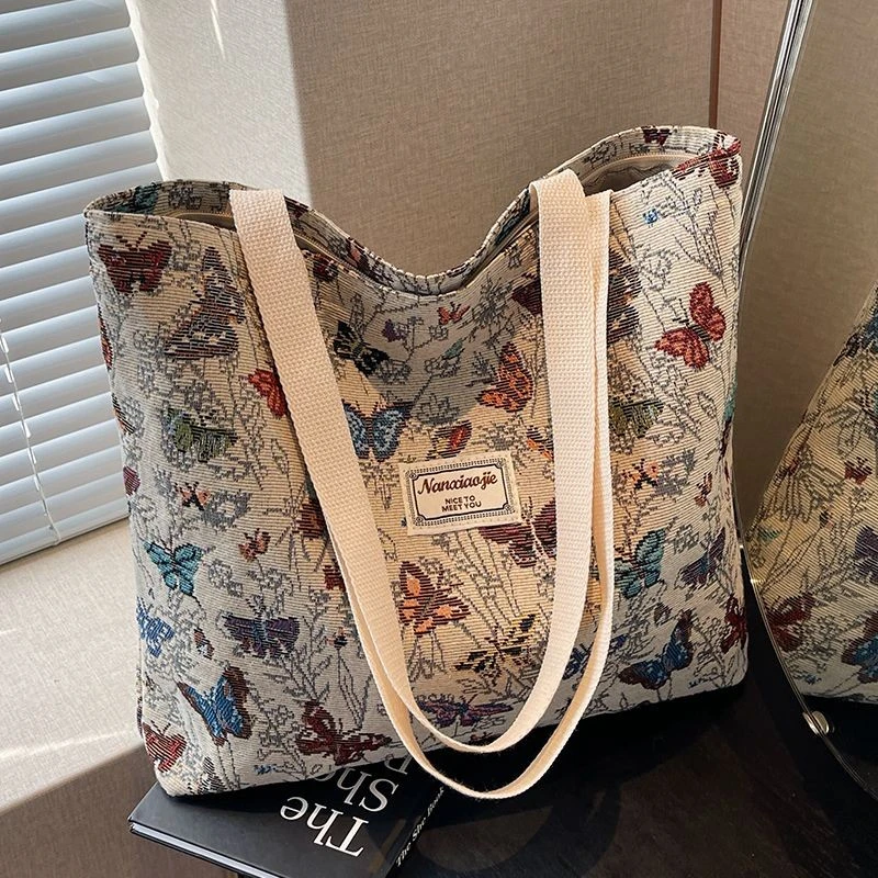 时尚小众ins帆布包2025新款大容量高颜值托特上课上班通勤手提包