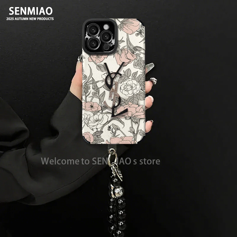 轻奢玫瑰花金属装饰适用华为mate60苹果vivo小米oppo手链手机壳女