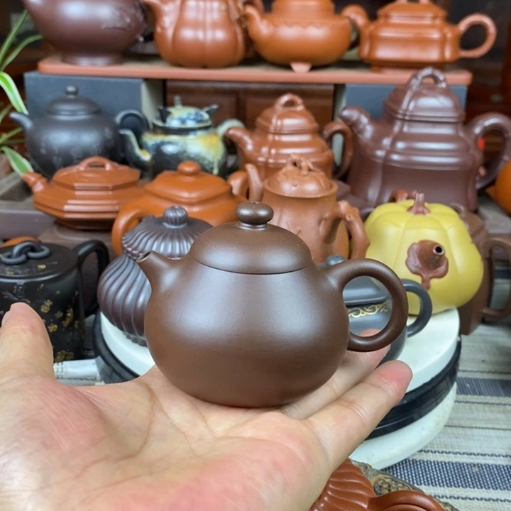 茶壶紫砂全手工梨形120cc原矿一厂老紫泥特价