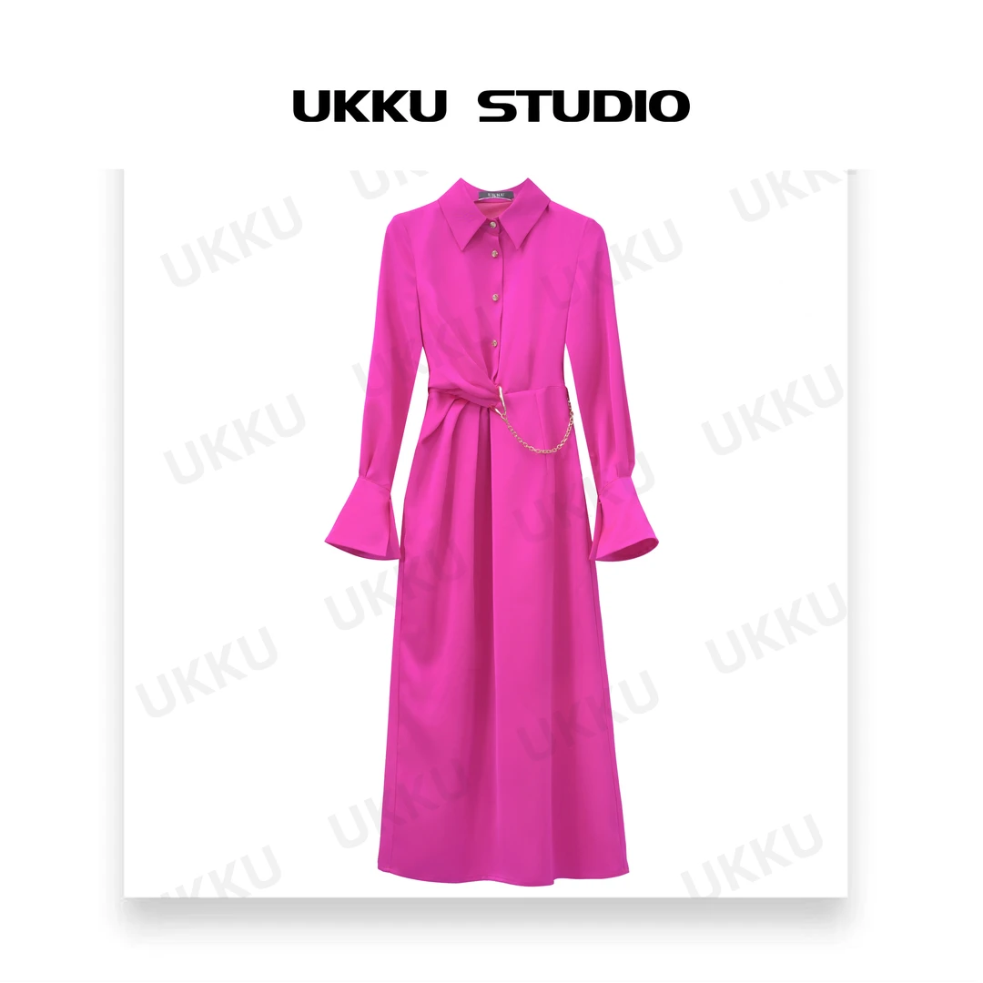 文文【UKKU STUDIO】早秋茶歇法式长款气质风时尚女装连衣裙512669