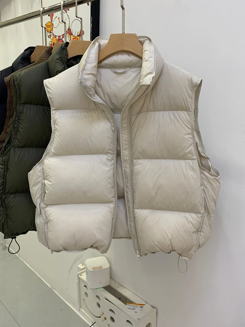 2025新款立领鸭绒直筒短款简约蓬松羽绒马夹羽绒秋冬款背心女款