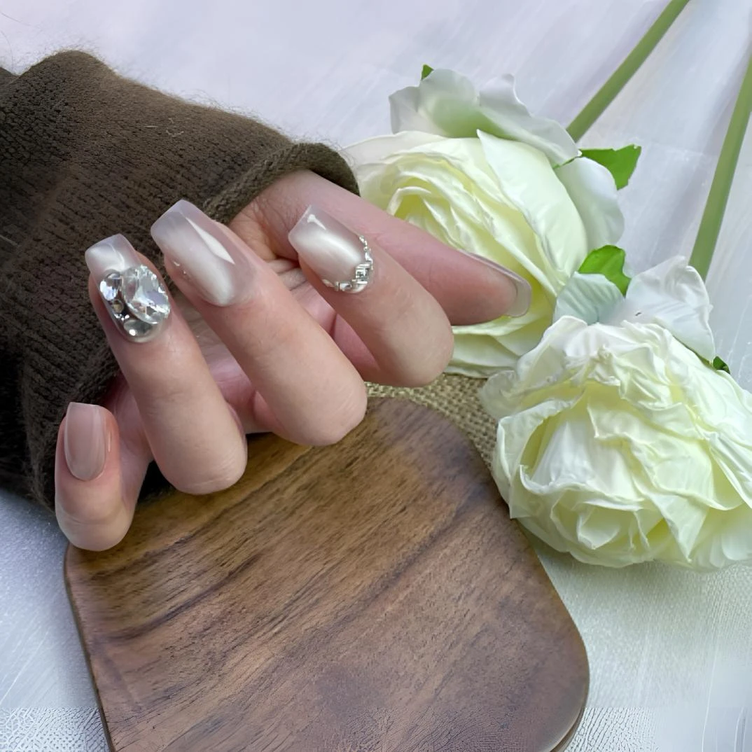 U.MI【流光月影】流光猫眼高闪亮钻纯手工穿戴甲