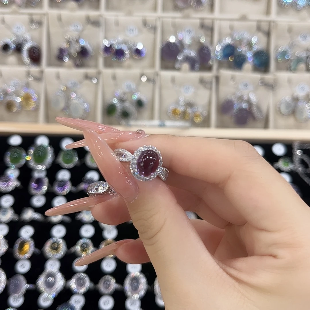 晚****戒指银S925镶嵌紫晶
