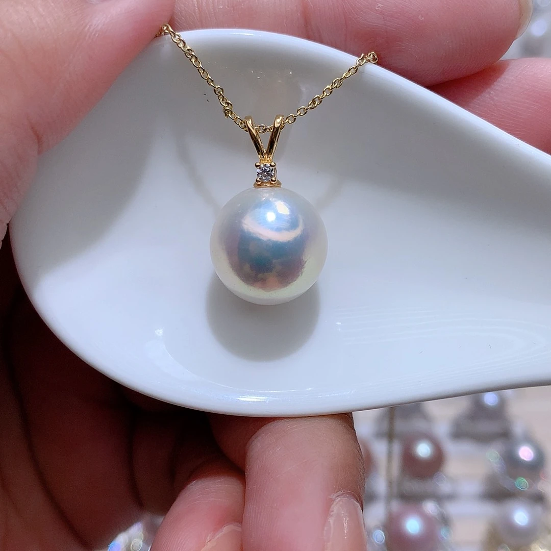 淡水珍珠银S925镶嵌吊坠(赠链)CC13.6m m