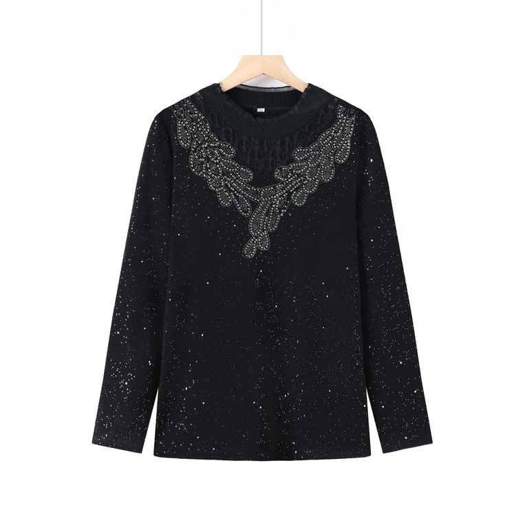 大码妈妈装加绒加厚保暖打底衫中老年宽松上衣冬