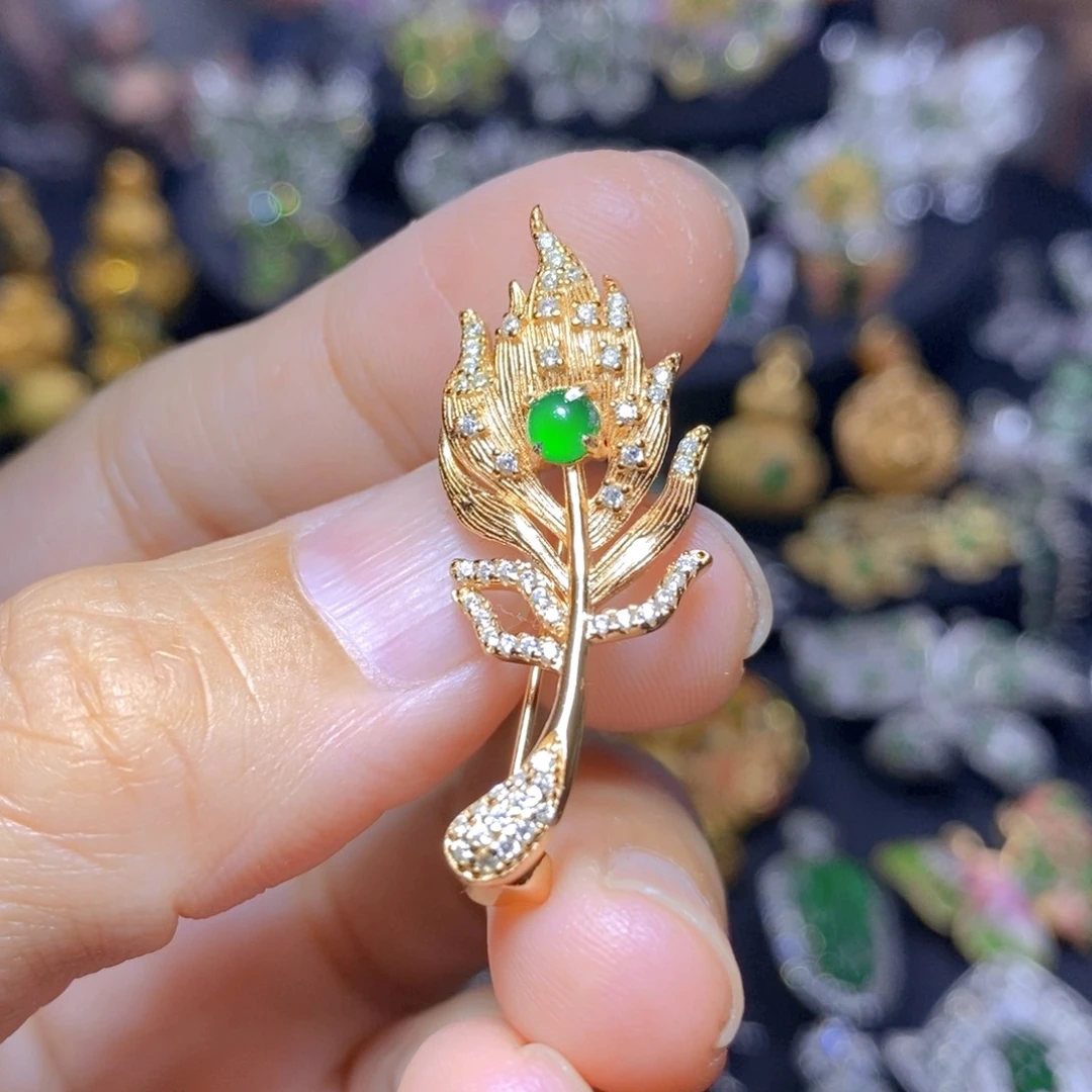 翡翠银S925镶嵌套链天然翡翠