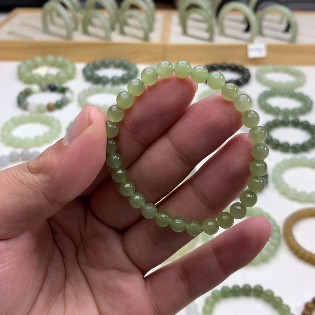 和田玉手串（冰晴水5.8）未镶嵌