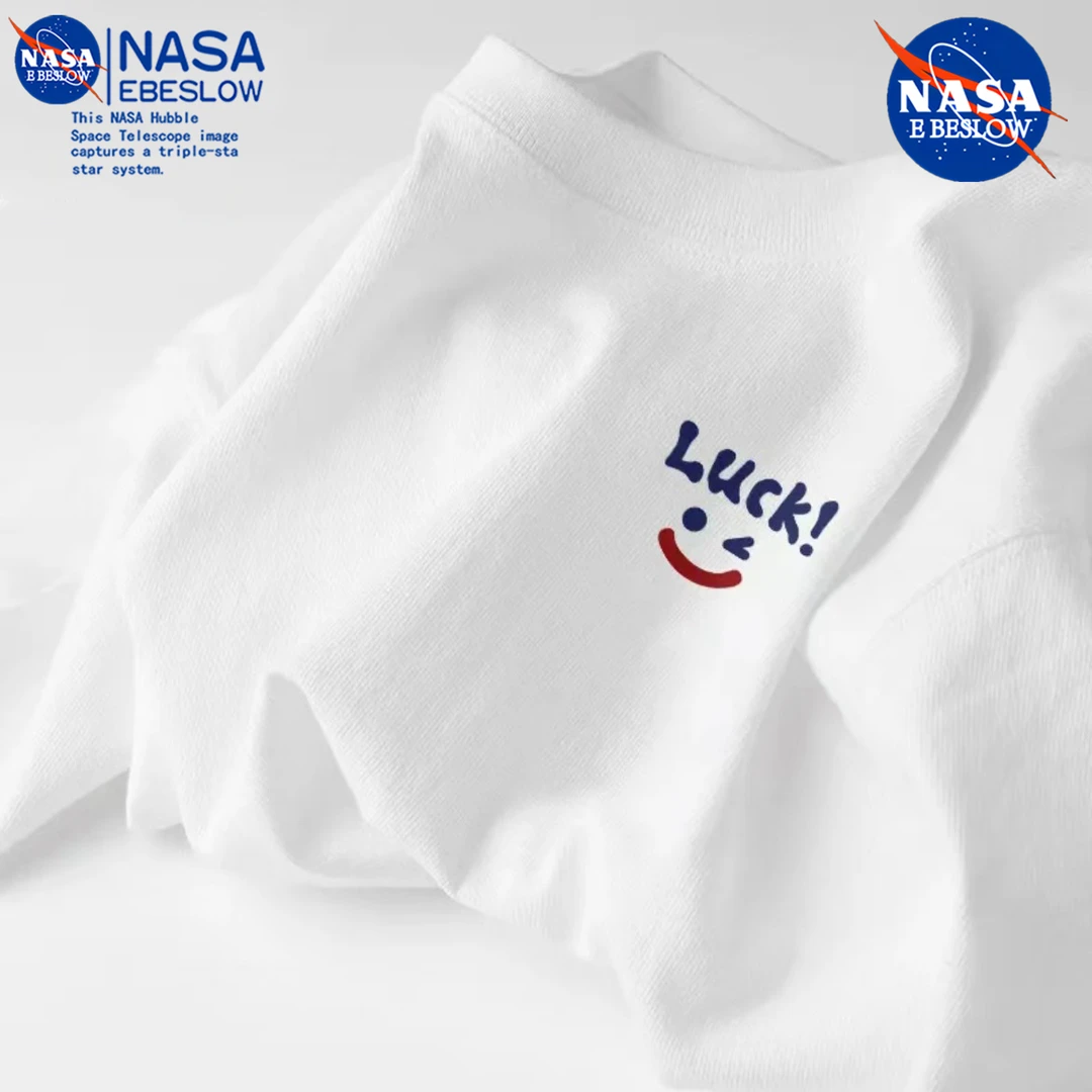 NASA联名纯棉重磅圆领短袖t恤男女同款宽松百搭大码半袖背心