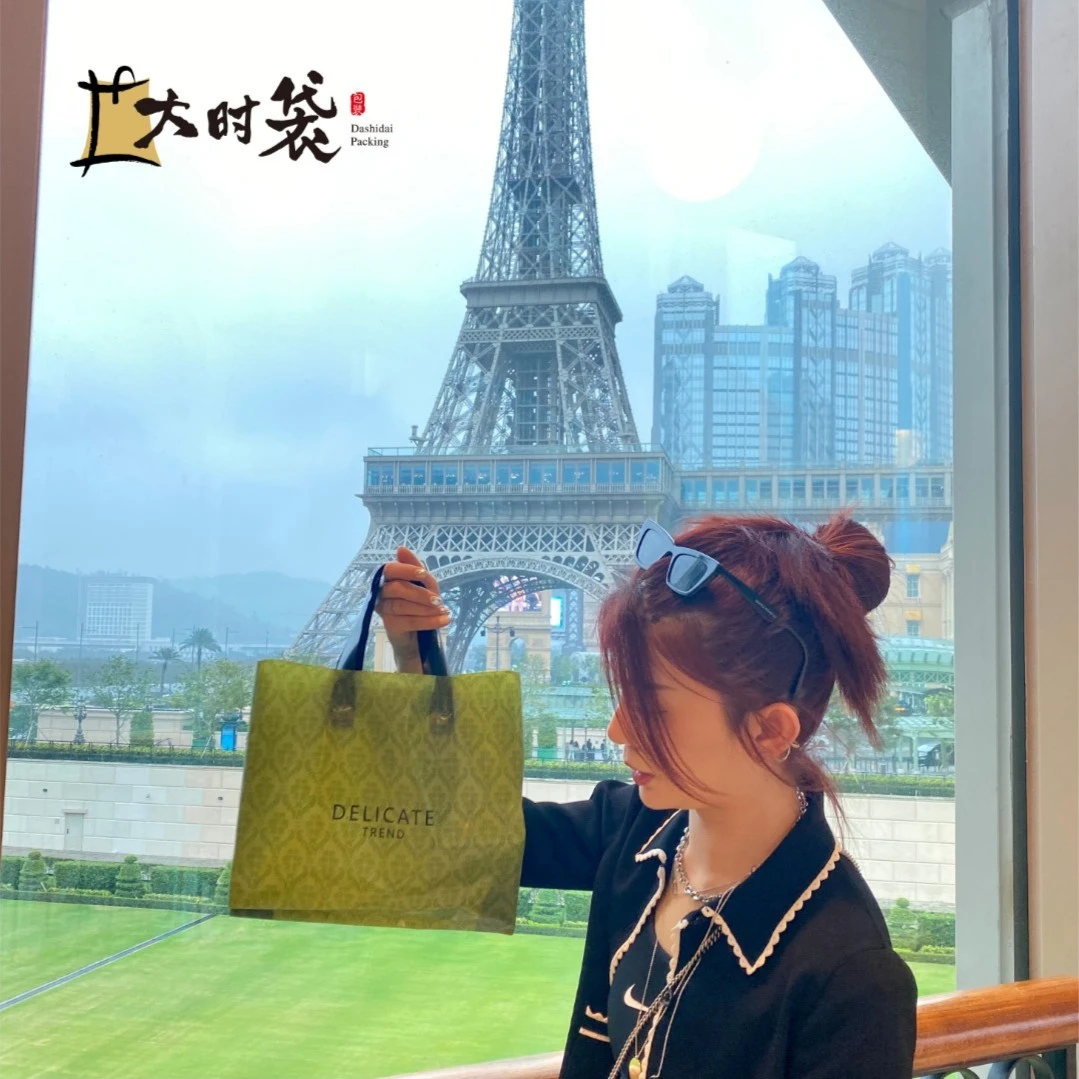 绿色古典花袋子服装袋简约大气包装袋女装袋子