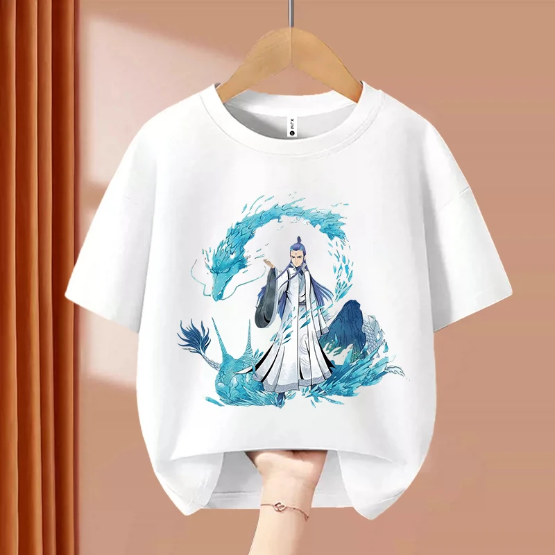 水龙版龙王   趣味文字喜居麦圆领百搭纯棉短袖T恤儿童出游夏季