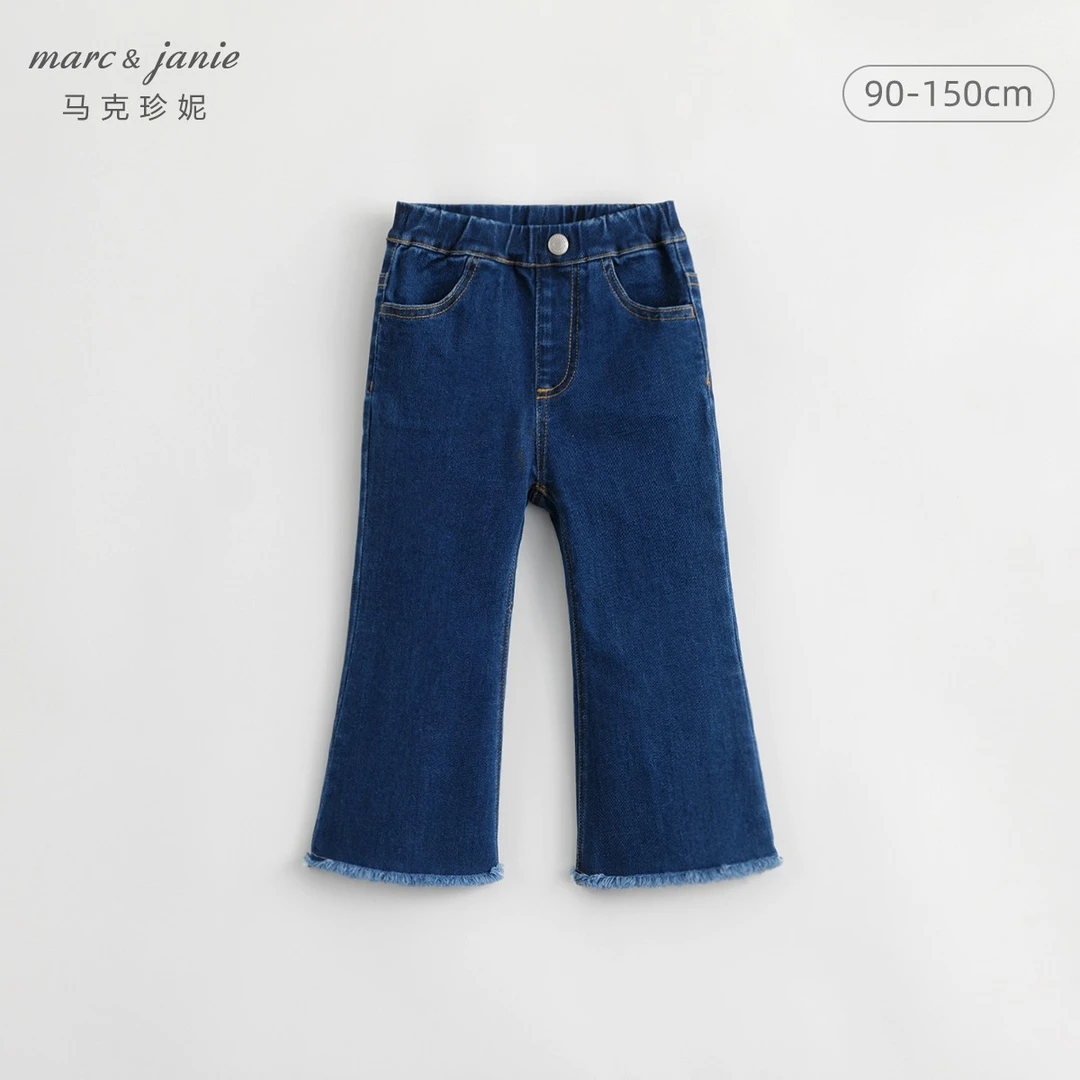马克珍妮女童牛仔裤时尚童装新款针织弹力牛仔喇叭裤秋装551112
