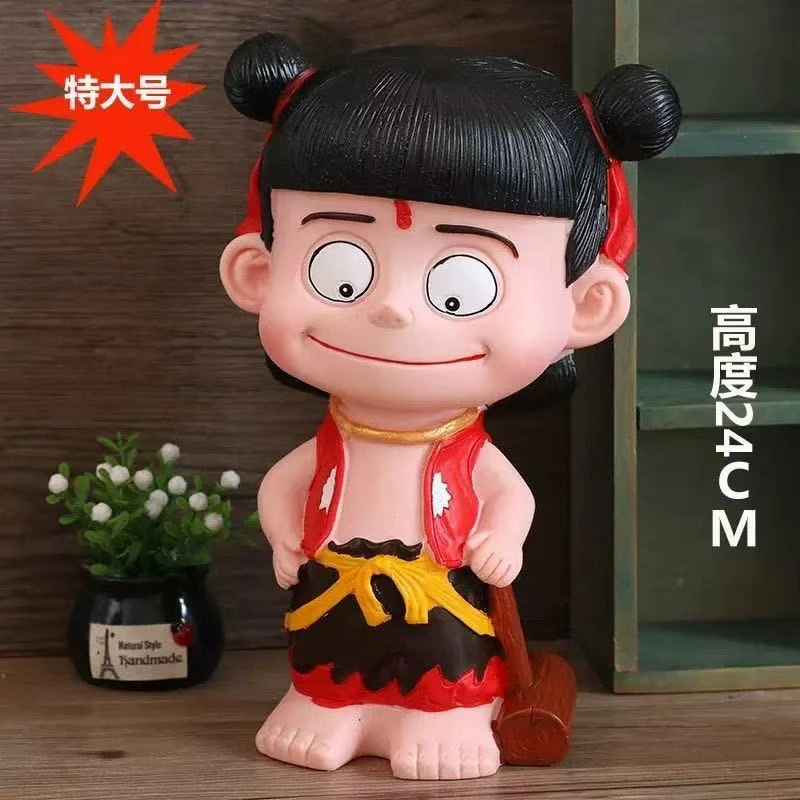 哪吒大号石膏娃娃涂色玩具绘画存钱罐儿童diy创意涂鸦彩绘白胚