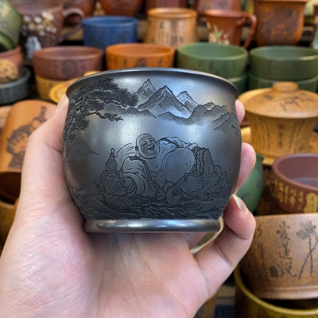 紫砂杯子宜兴全手工紫砂杯