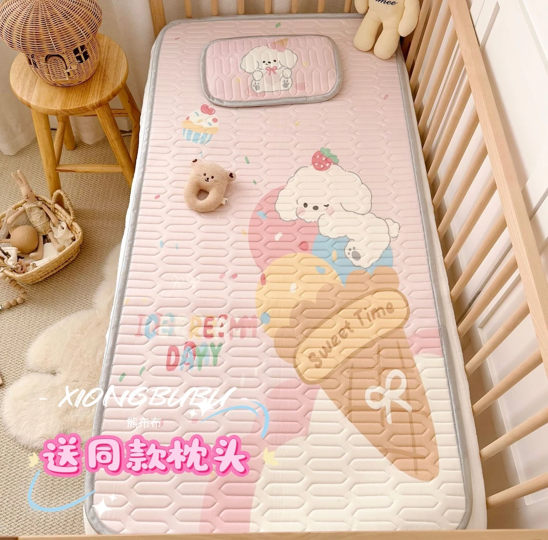 新款外贸儿童宝宝新生儿卡通凉感乳胶凉席可机洗幼儿园冰丝凉席夏