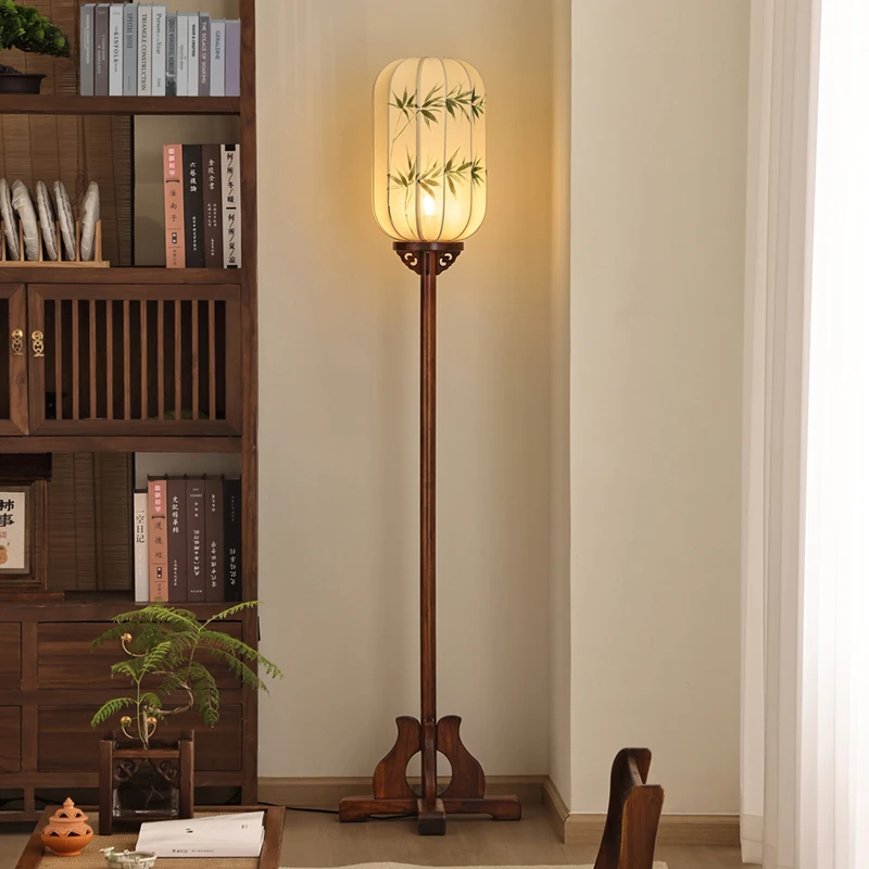 异丽新中式禅意茶室复古客厅宋代美学民宿书房实木侘寂风落地灯