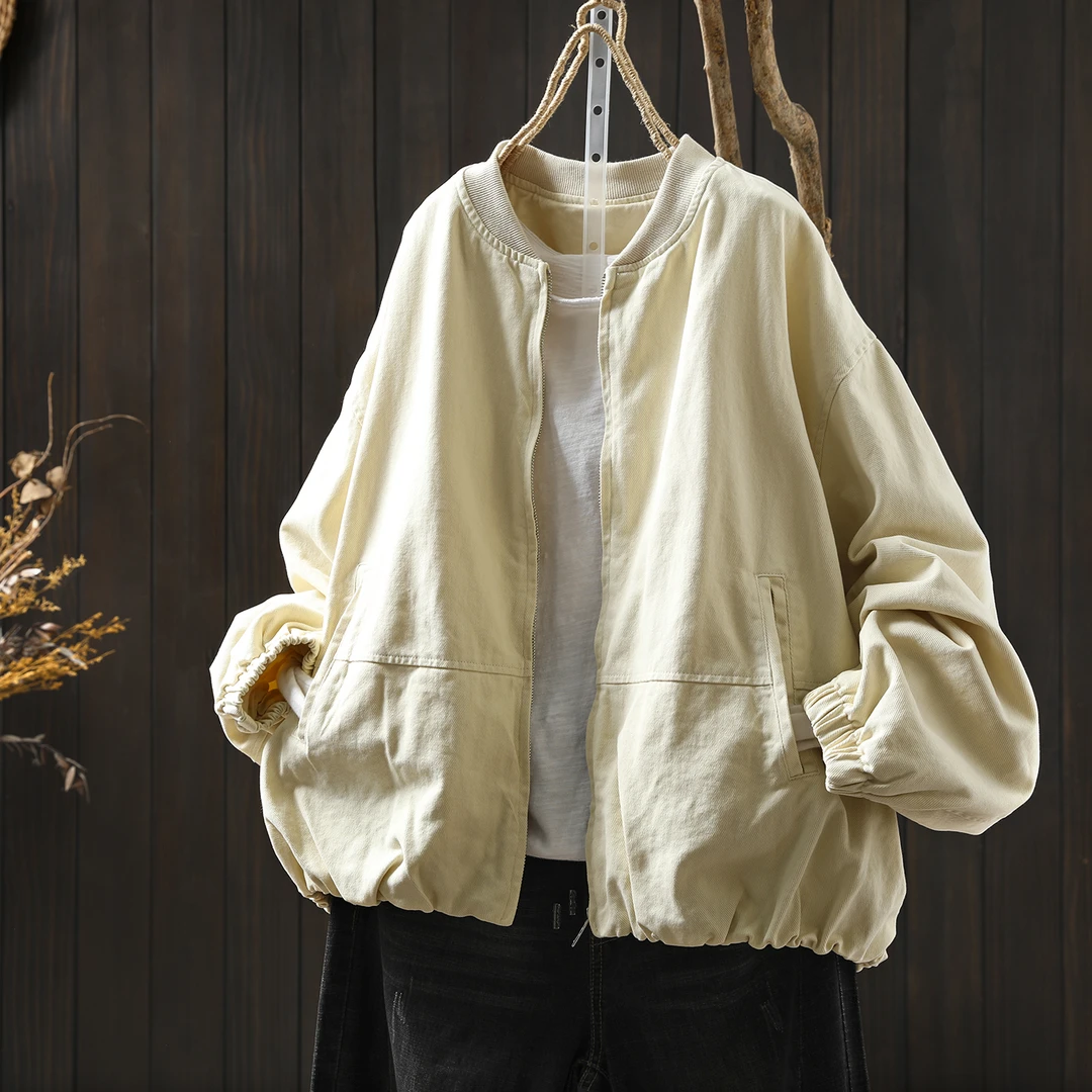 韩系chic别致外套女2025秋季新款独特超好看松紧下摆休闲百搭上衣