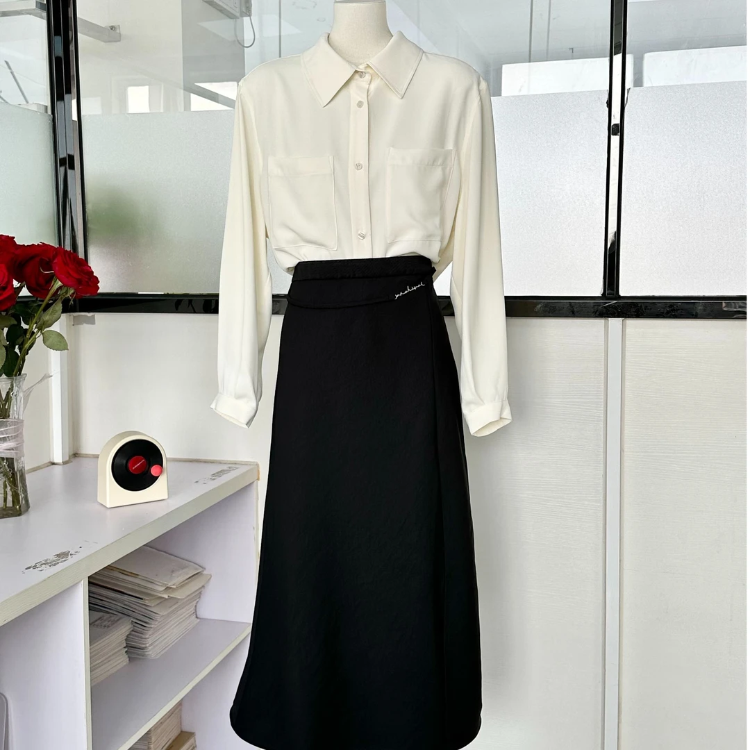 DAMEI-【双兜】宽松抽绳衬衫基础百搭优雅职场气质衬衫