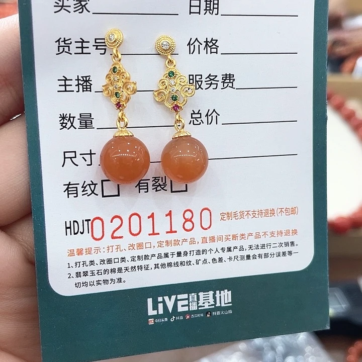 银S925镶嵌南红玛瑙耳饰HDJT0201180