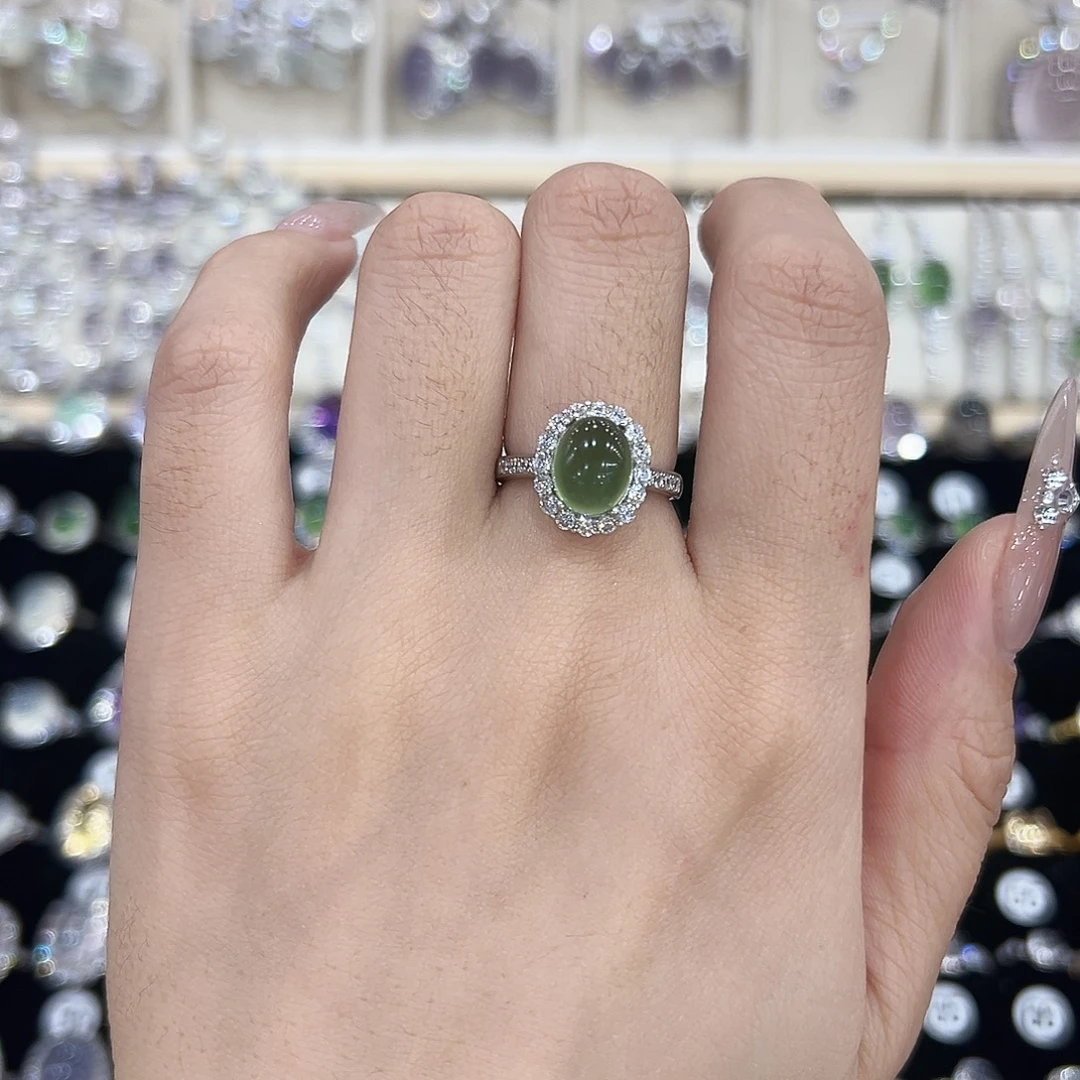 岫玉银S925镶嵌戒指