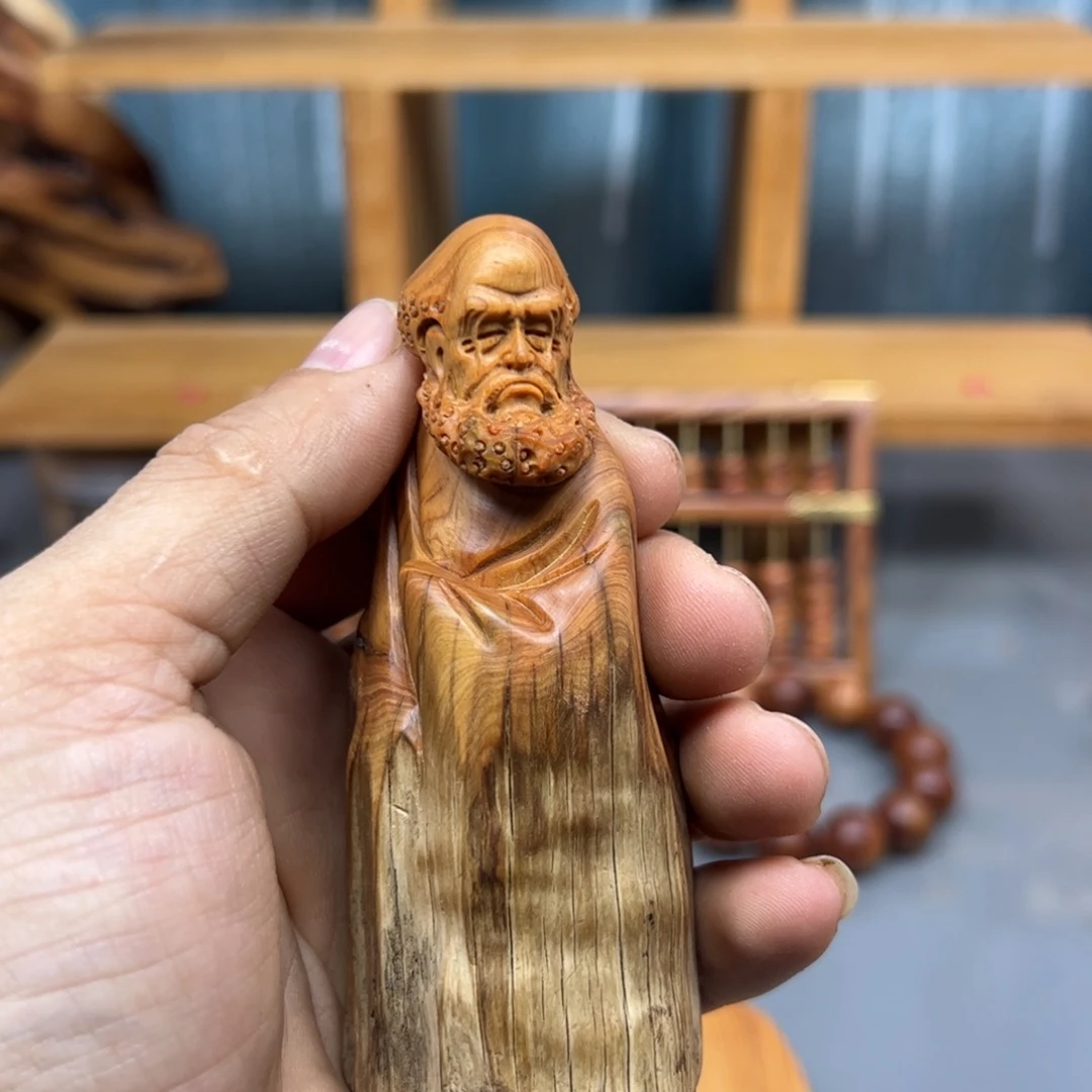 足***事木崖柏木摆件手把件