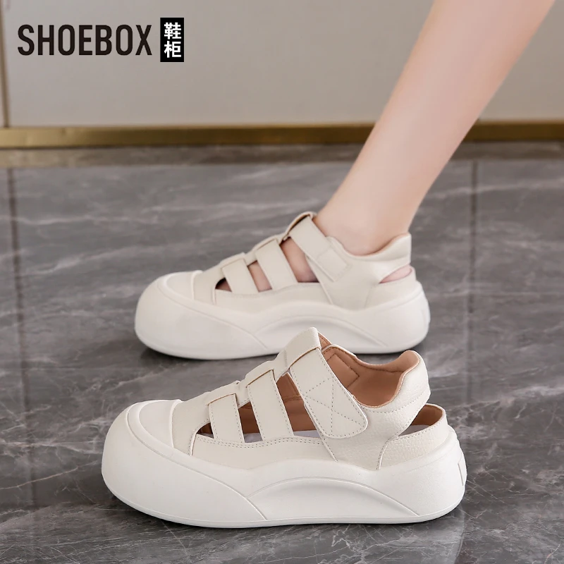 SHOEBOX鞋柜踩屎感凉鞋女2025夏季新款百搭镂空板鞋透气洞洞鞋