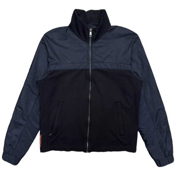 99新 Prada/普拉达 黑色拼接尼龙下摆红标logo外套M码