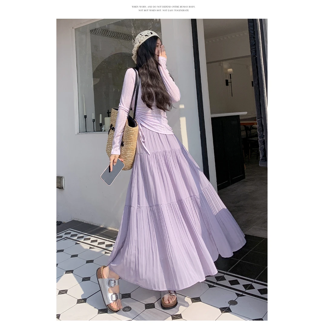 轻柔雪纺压褶三层裙洋气