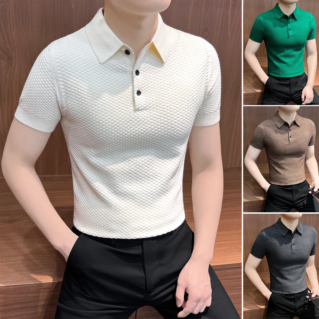 玉米格短袖polo衫男款网红洋气炸街男装痞帅高级感针织男士t恤衫