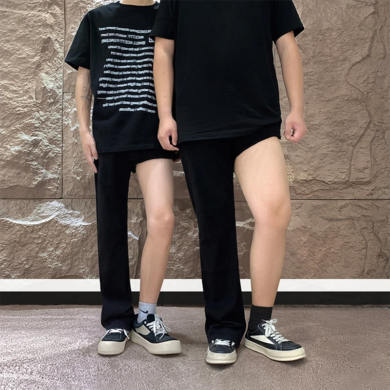 柳叶弯刀牛仔裤男款春夏季黑色裤子美式高街修身显高显瘦微喇长裤