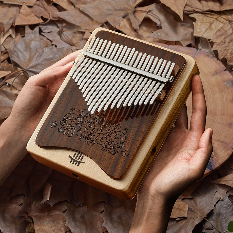 hluru/鲁儒 拇指琴胡桃木双层板式箱式哇音卡林巴专业手指琴21音
