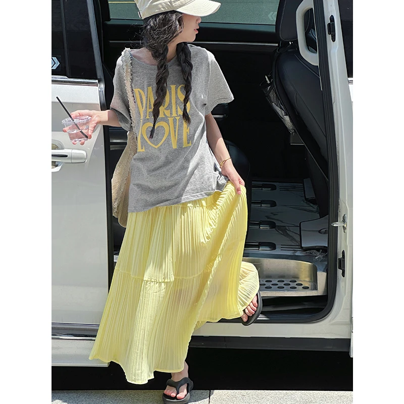 K29231韩系女童套装2025新款夏装高端儿童休闲短袖裙子两件套时髦