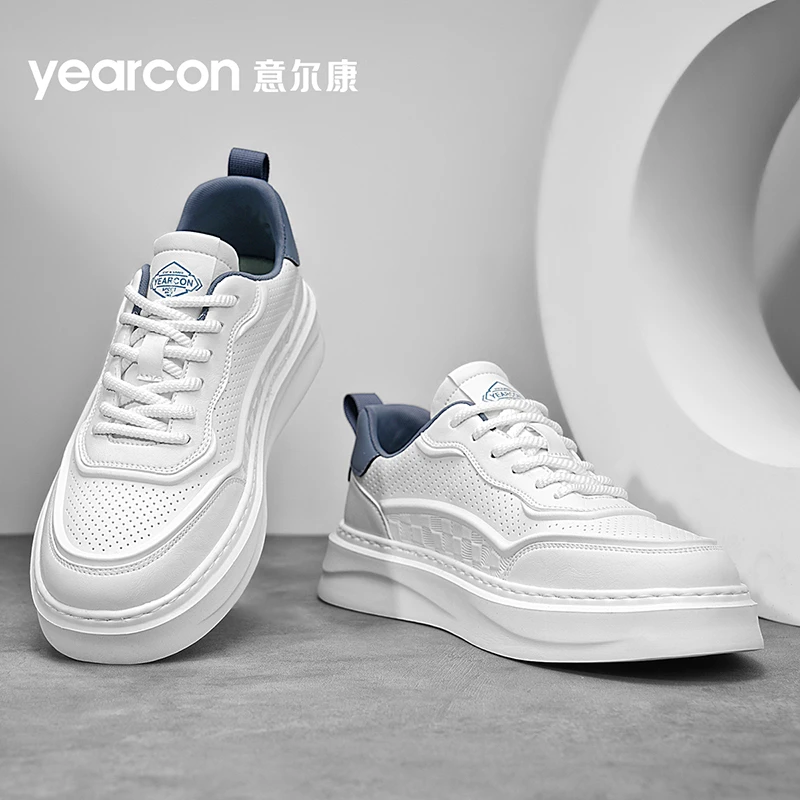 意尔康男鞋2025秋季新款透气高端百搭增高小白鞋男款厚底休闲板鞋