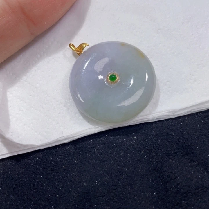吊坠(不含链)18K金镶嵌翡翠