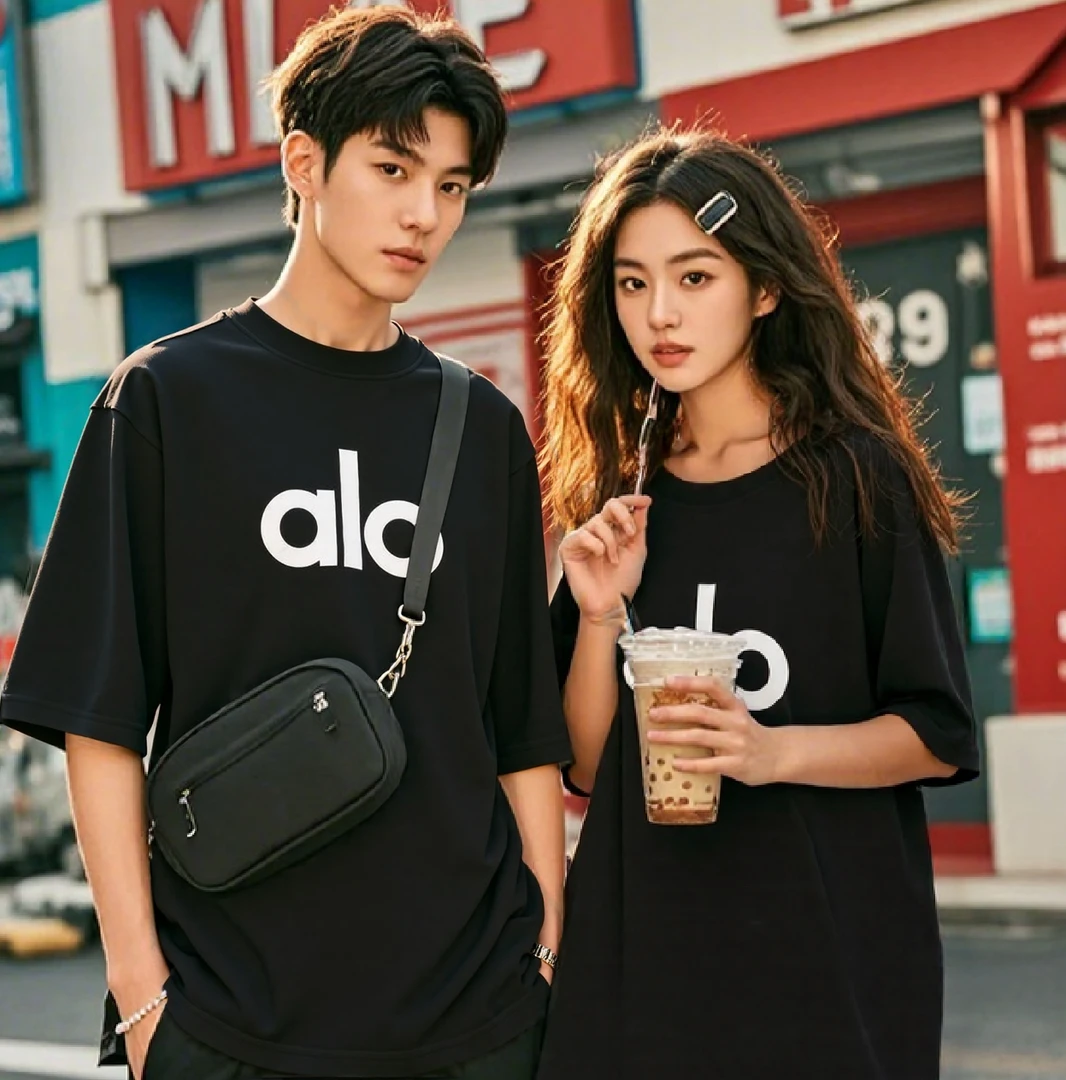 【一折粉丝福利】230M男女潮牌印花圆领T恤休闲2025夏季短袖纯棉