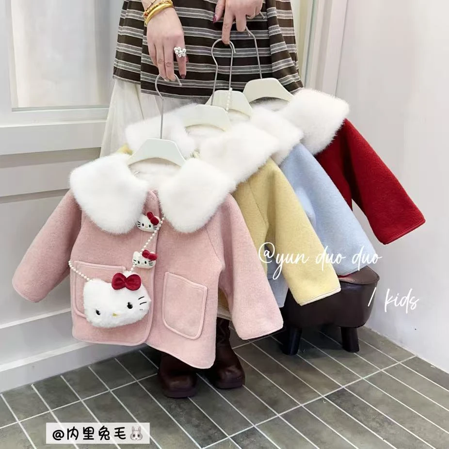 552-554 云朵朵 毛领复合一体kt外套 25637 LUOLA品牌童装