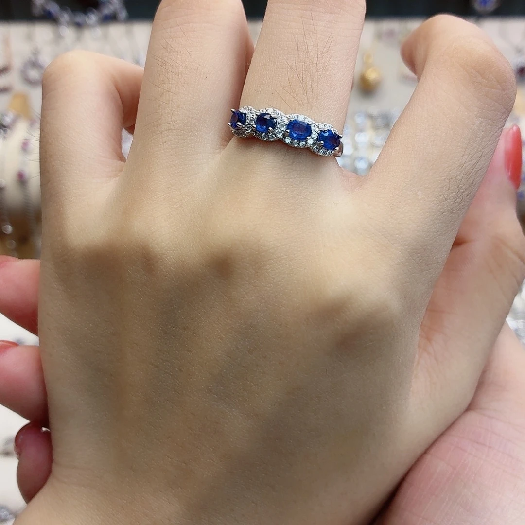 蓝宝石戒指银S925镶嵌